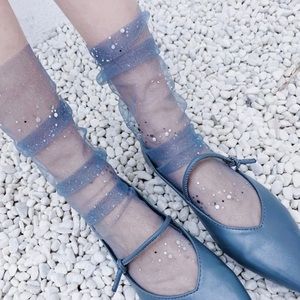 Tulle socks with shining dots